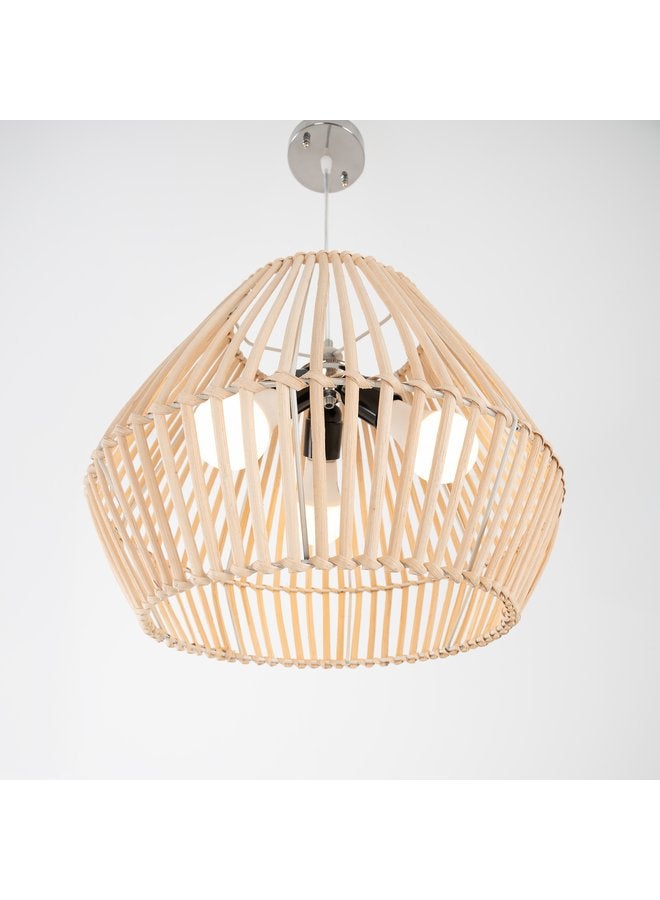 تبس هوم لمب نجفة TBS باللون بيج مصنوعة من بامبو لإضاءة المنزل والديكور - Image 4